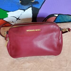 Michael Kors Burgundy Leather Crossbody Bag